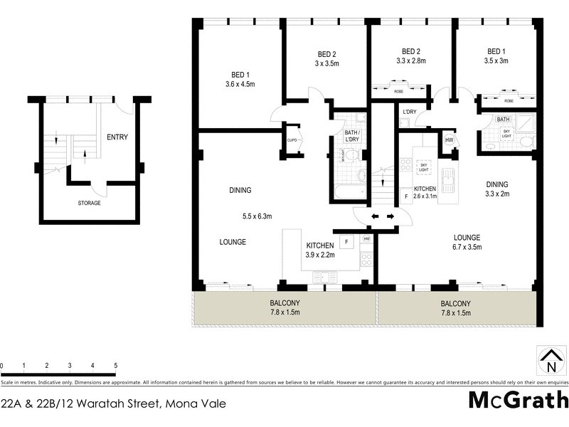 22A and 22B/12 Waratah Street, Mona Vale NSW 2103 Floorplan