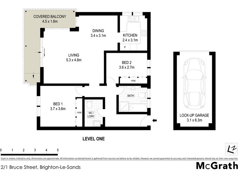 2/1 Bruce Street, Brighton-le-sands NSW 2216 Floorplan