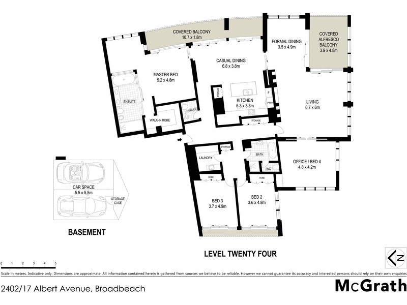 2402/17 Albert Avenue, Broadbeach QLD 4218 Floorplan