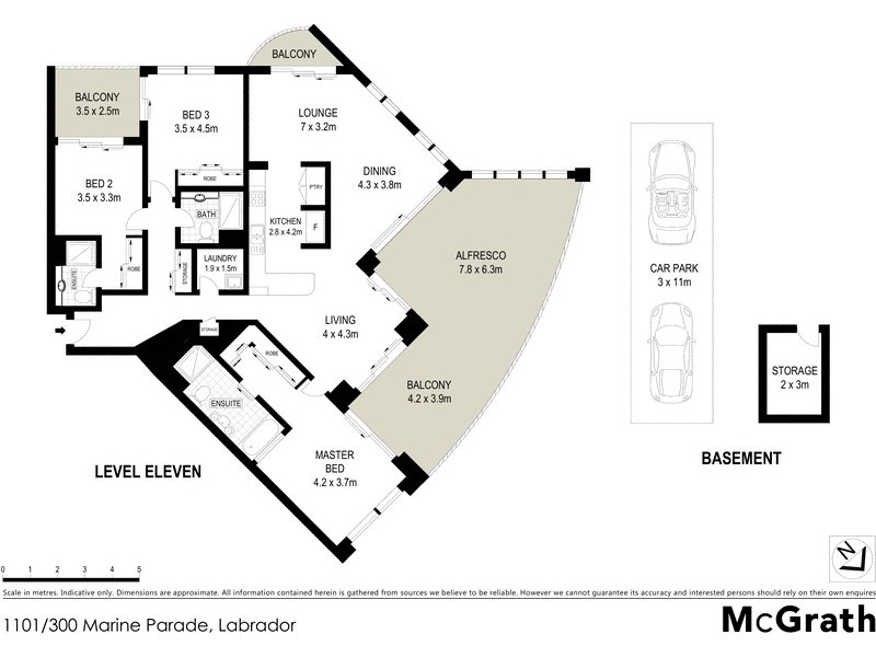 1101/300 Marine Parade, Labrador QLD 4215 Floorplan