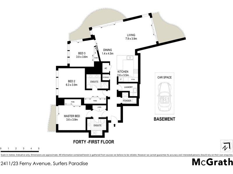 2411/23 Ferny Avenue, Surfers Paradise QLD 4217 Floorplan