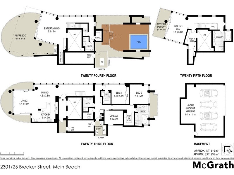 2301/25 Breaker Street, Main Beach QLD 4217 Floorplan