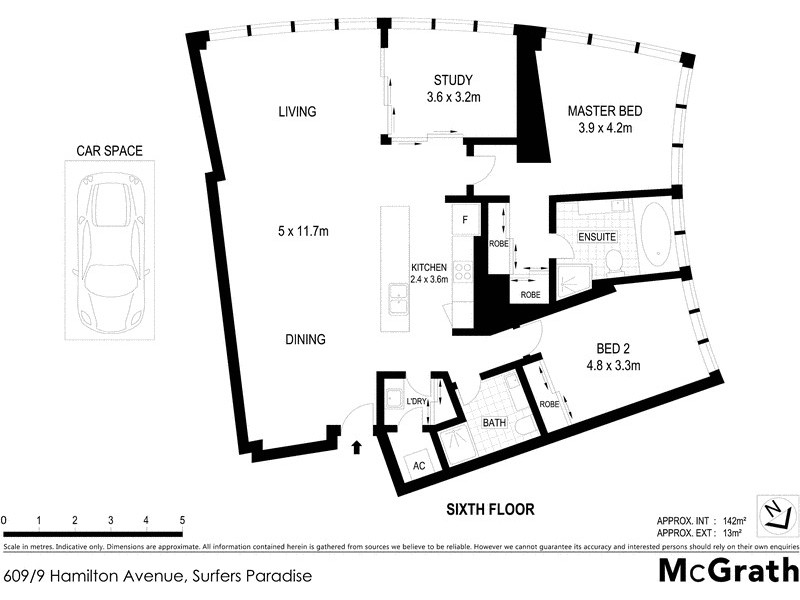 609/9 Hamilton Avenue, Surfers Paradise QLD 4217 Floorplan