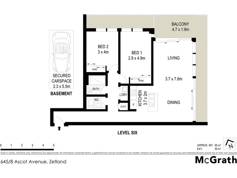 645/8 Ascot Avenue, Zetland NSW 2017 Floorplan