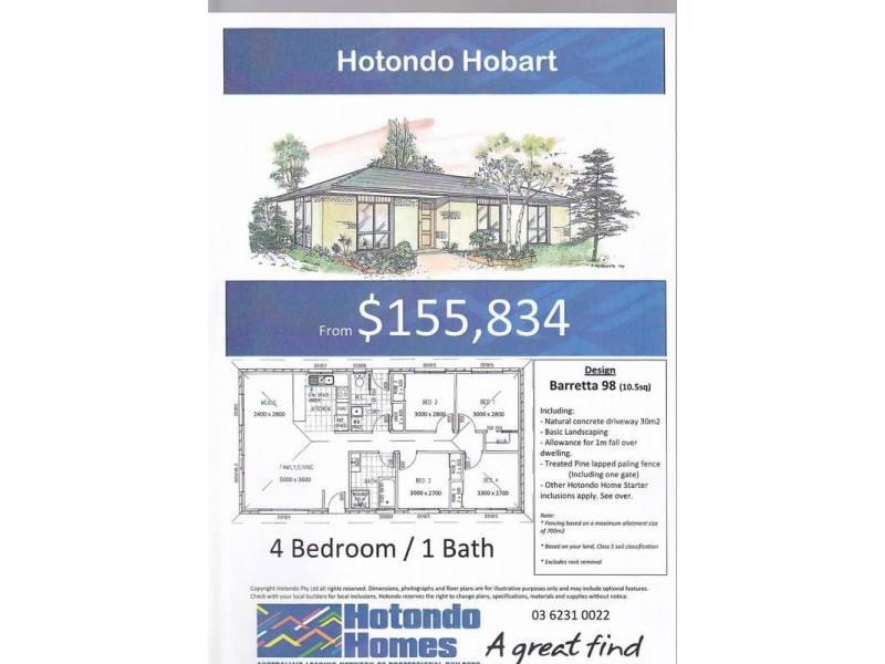 Hotondo – Barretta 98 House & Land – Wallcrest Road, Berriedale TAS 7011