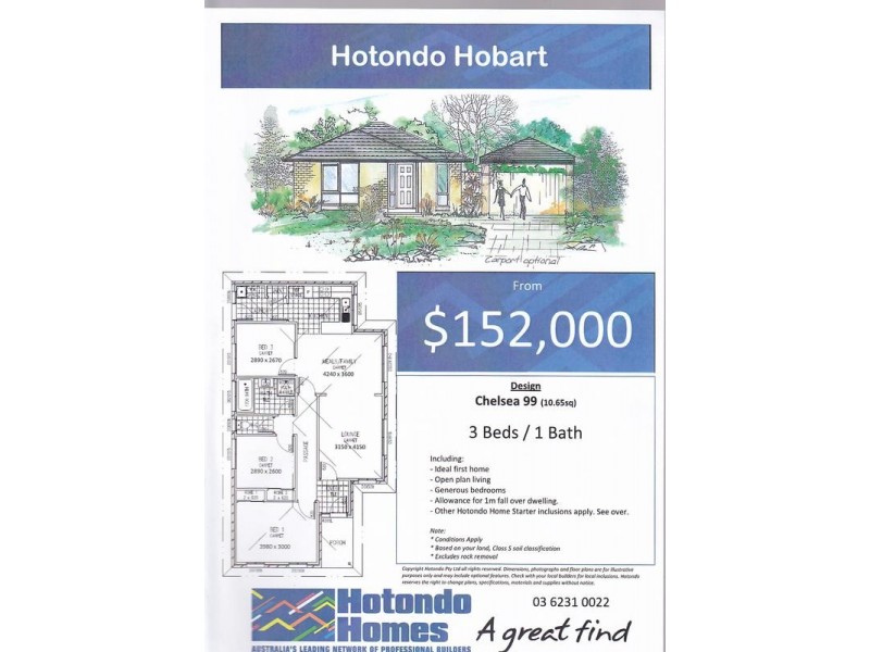 Hotondo – Chelsea 99 House & Land – Mariah Crescent, Oakdowns TAS 7019