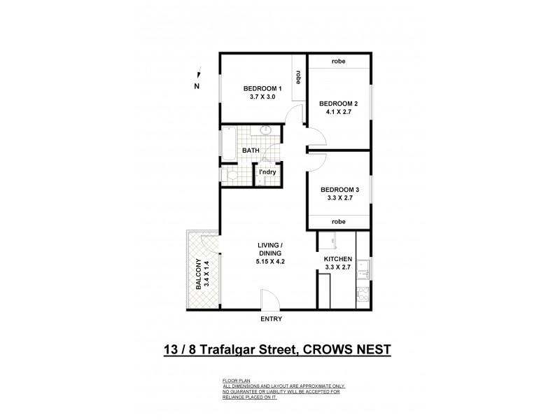 13/8 Trafalgar Street, Crows Nest NSW 2065 Floorplan