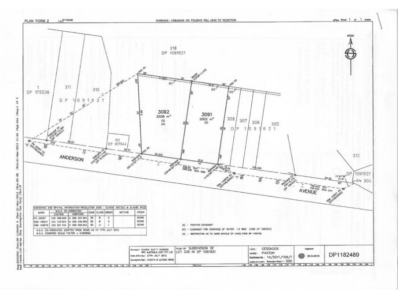 Lot 309 (2),  Anderson Ave, Paxton NSW 2325