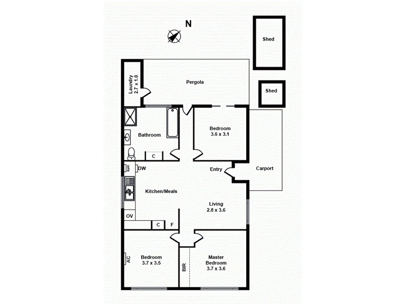 1/25 Bayside Avenue, Edithvale VIC 3196 Floorplan