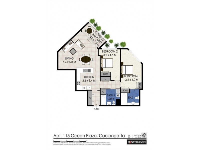 115/70 Marine Parade ‘Ocean Plaza’, Coolangatta QLD 4225 Floorplan
