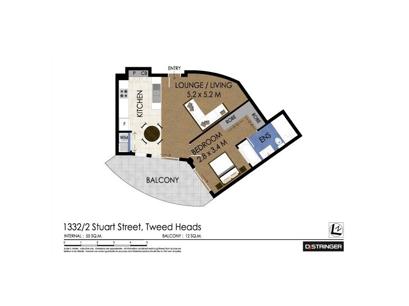 1332/2 Stuart Street ‘Harbour Tower’, Tweed Heads NSW 2485 Floorplan