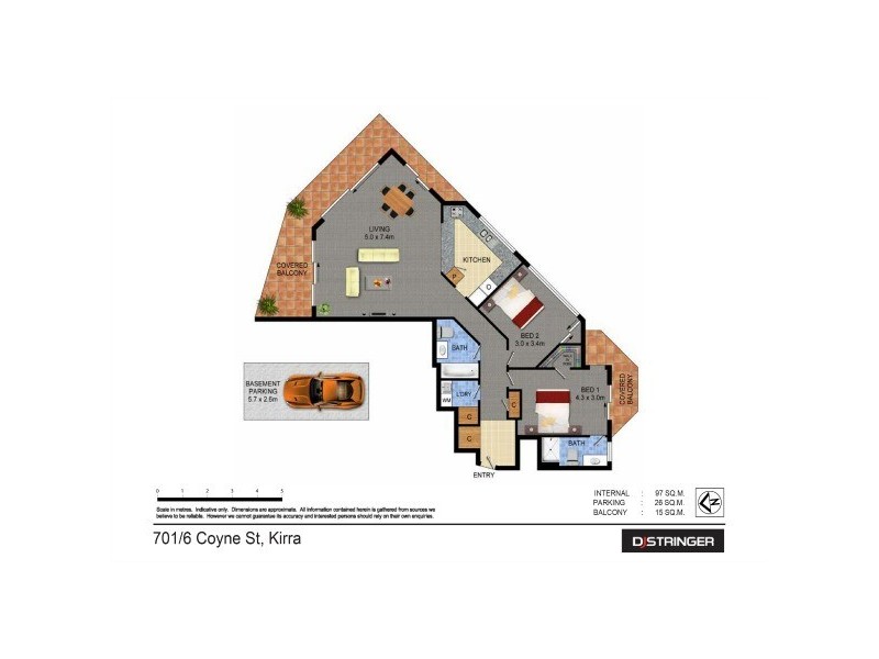 701/6 Coyne Street Meridian Tower, Coolangatta QLD 4225 Floorplan