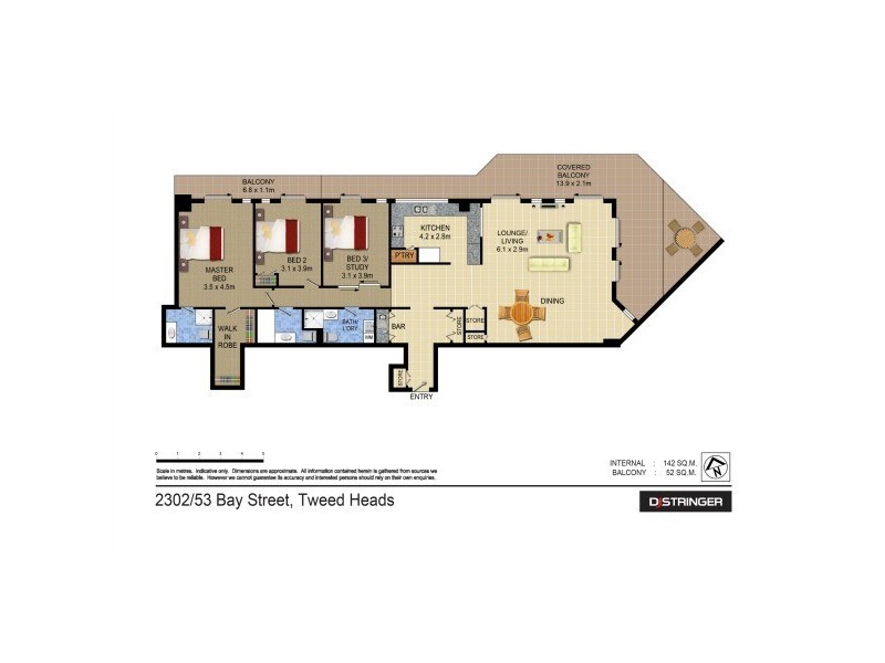 2302/53 Bay Street, Tweed Heads NSW 2485 Floorplan