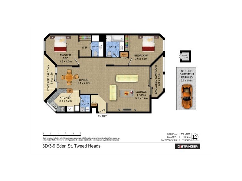 3D/3-9 Eden Street – Yacht Harbour Towers, Tweed Heads NSW 2485 Floorplan