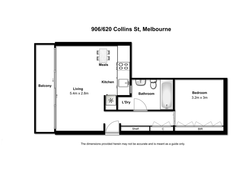 906/620 Collins Street, Melbourne VIC 3000 Floorplan