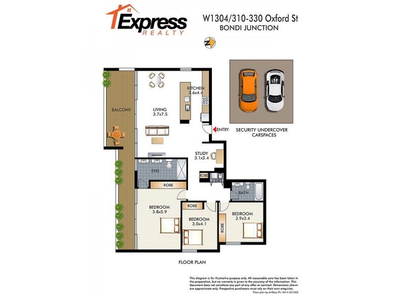 1304/310-330 Oxford Street, Bondi Junction NSW 2022 Floorplan