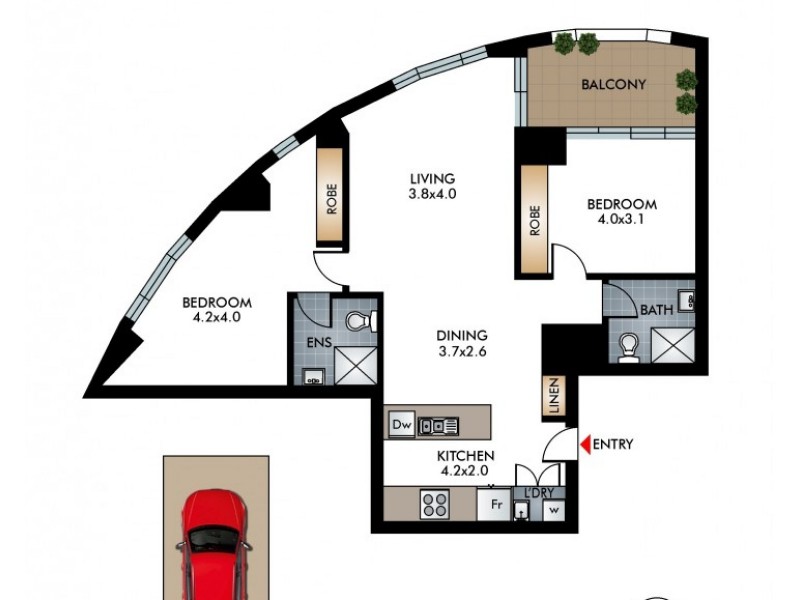 1602/2-6 Ebsworth Street, Zetland NSW 2017 Floorplan