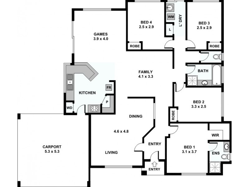 11 Hollyoak Place, Thornlie WA 6108 Floorplan