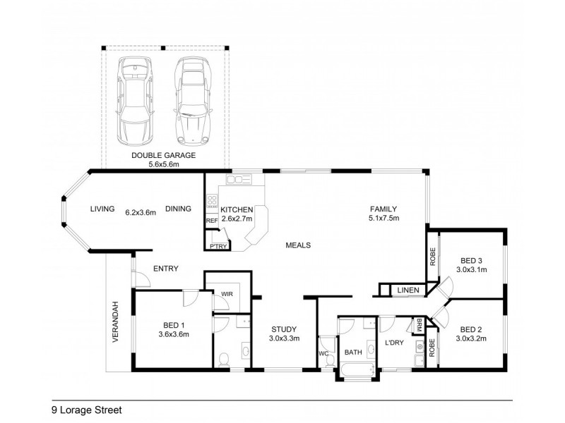 9 LORAGE STREET, Baranduda VIC 3691 Floorplan