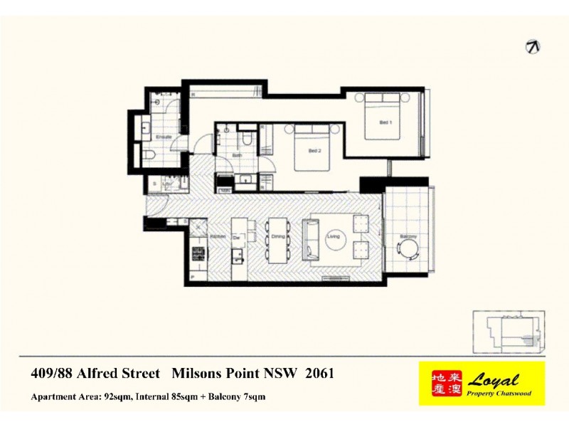 409/88 Alfred Street, Milsons Point NSW 2061 Floorplan