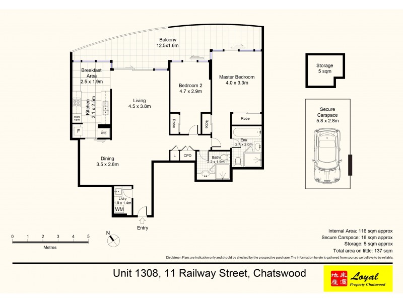 1308/11 Railway Street, Chatswood NSW 2067 Floorplan