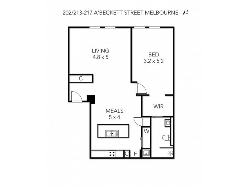 202/217 A’beckett Street, Melbourne VIC 3000 Floorplan