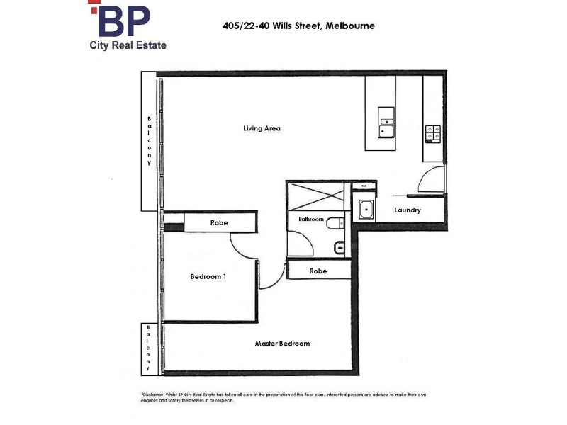 405/22-40 Wills Street, Melbourne VIC 3000 Floorplan