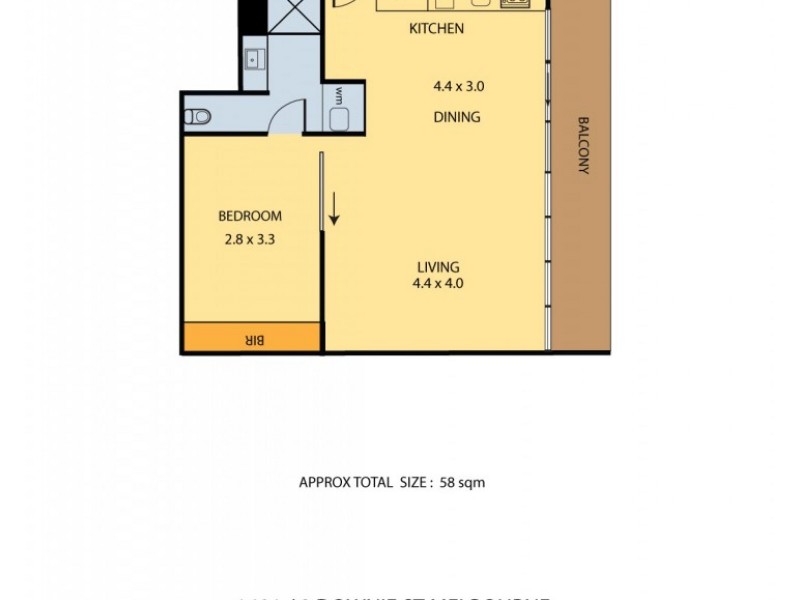 1401/8 Downie Street, Melbourne VIC 3000 Floorplan