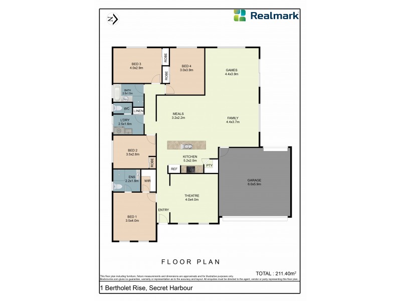1 Bertholet Rise, Secret Harbour WA 6173 Floorplan