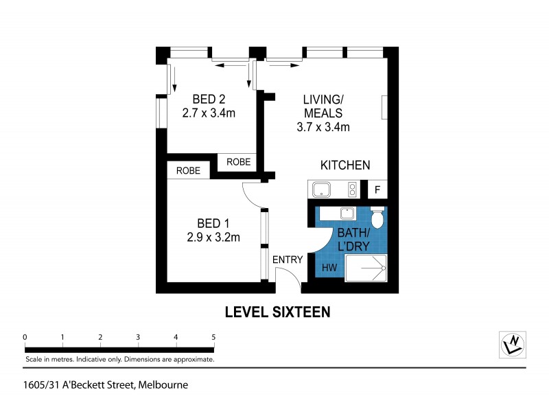 1605/31 A’ Beckett Street, Melbourne VIC 3000 Floorplan