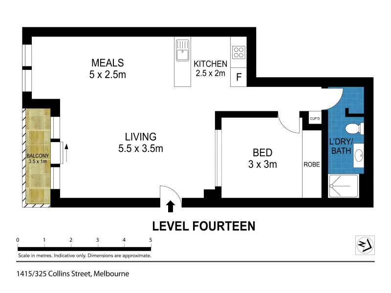 1415/325 Collins Street, Melbourne VIC 3000 Floorplan