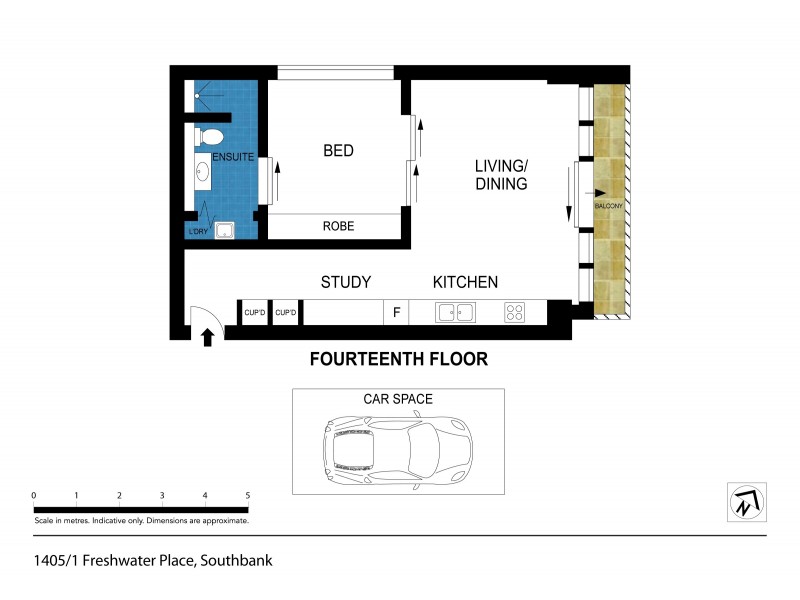 1405/1 Freshwater Place, Southbank VIC 3006 Floorplan
