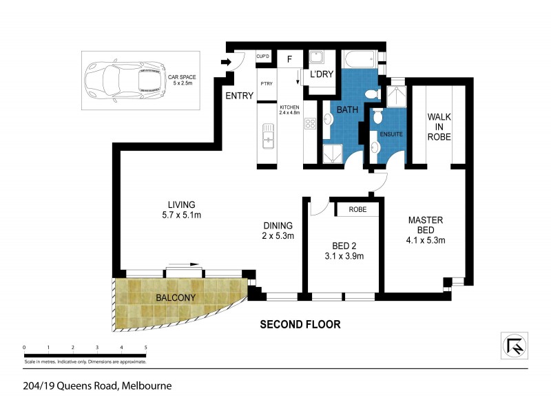 204/19 Queens Road, Melbourne VIC 3004 Floorplan