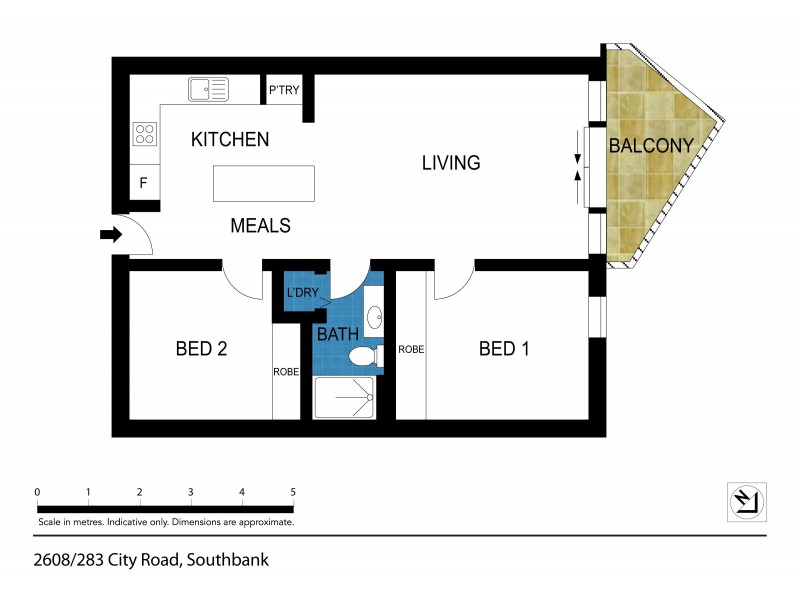 2608/283 City Road, Southbank VIC 3006 Floorplan