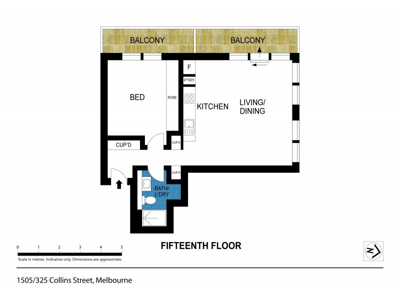 1505/325 Collins Street, Melbourne VIC 3000 Floorplan