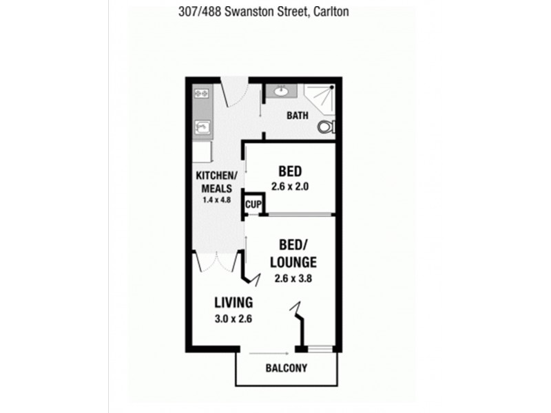 307/488 Swanston Street, Carlton VIC 3053 Floorplan