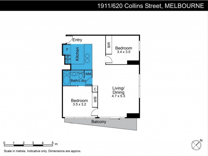 1911/620 Collins Street, Melbourne VIC 3000 Floorplan