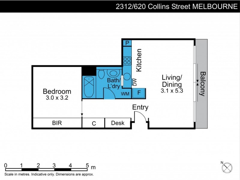 2312/620 Collins Street, Melbourne VIC 3000 Floorplan