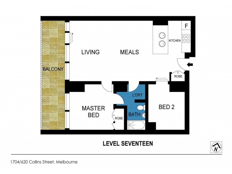 1704/620 Collins Street, Melbourne VIC 3000 Floorplan