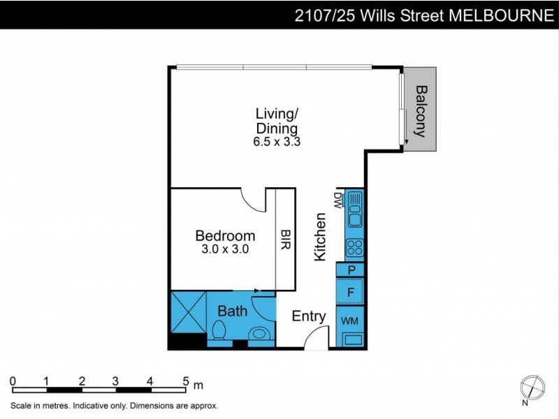 2107/25 Wills Street, Melbourne VIC 3000 Floorplan
