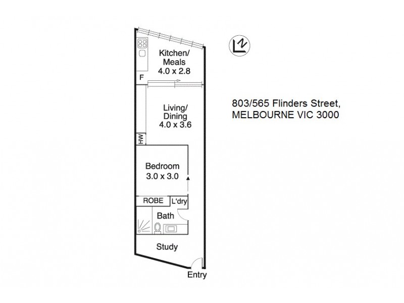 803/565 Flinders Street, Melbourne VIC 3000 Floorplan