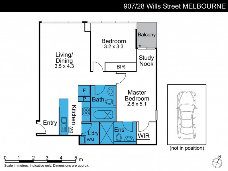 907/28 Wills Street, Melbourne VIC 3000 Floorplan
