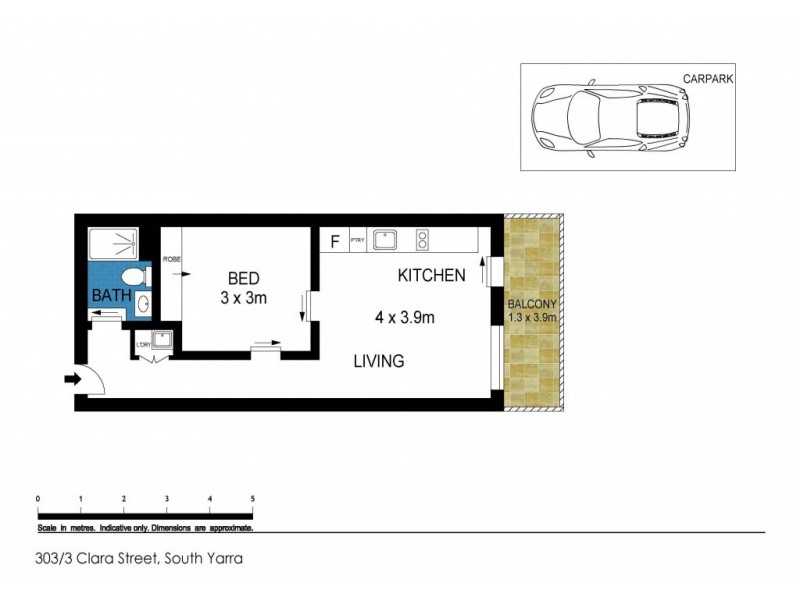 303/3 Clara Street, South Yarra VIC 3141 Floorplan