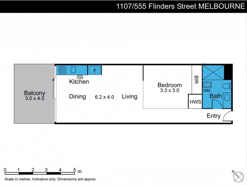 1107/555 Flinders Street, Melbourne VIC 3000 Floorplan