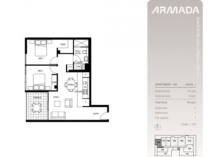 108/115 Nott Street, Port Melbourne VIC 3207 Floorplan