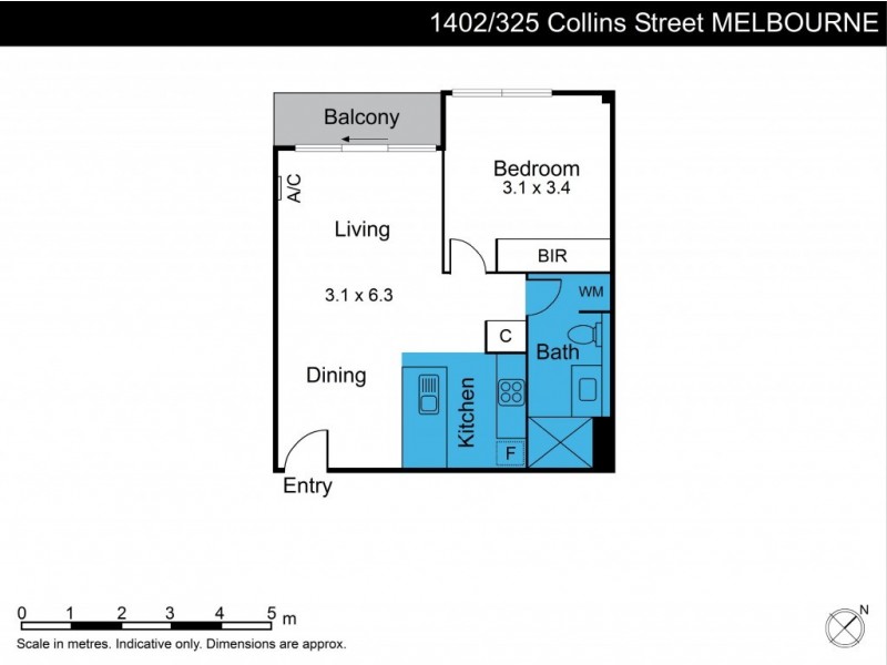 1402/325 Collins Street, Melbourne VIC 3000 Floorplan