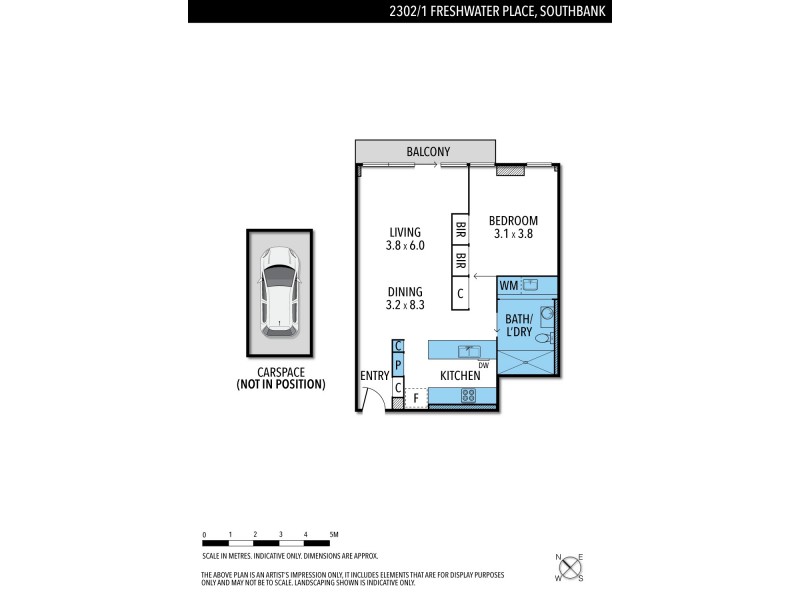 2302/1 Freshwater Place, Southbank VIC 3006 Floorplan