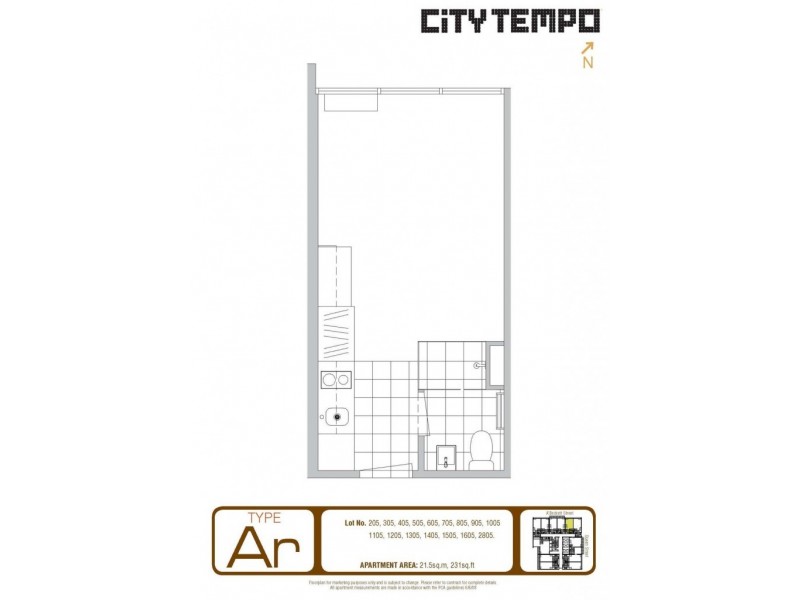 1005/181 A’beckett Street, Melbourne VIC 3000 Floorplan