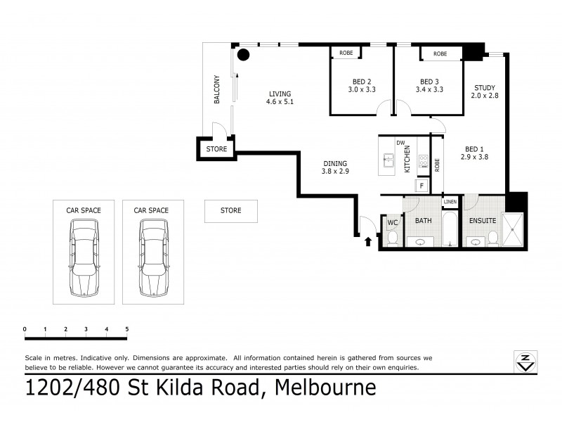 1202/480 St Kilda Rd, Melbourne VIC 3004 Floorplan