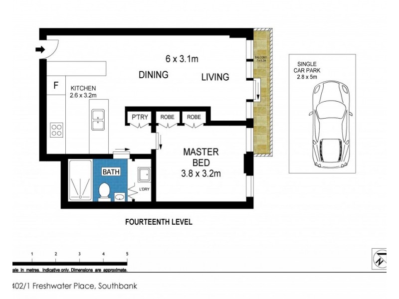 1402/1 Freshwater Place, Southbank VIC 3006 Floorplan